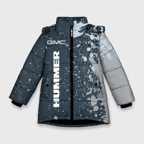 Зимняя куртка для девочек 3D с принтом HUMMER Хаммер в Новосибирске, ткань верха — 100% полиэстер; подклад — 100% полиэстер, утеплитель — 100% полиэстер. | длина ниже бедра, удлиненная спинка, воротник стойка и отстегивающийся капюшон. Есть боковые карманы с листочкой на кнопках, утяжки по низу изделия и внутренний карман на молнии. 

Предусмотрены светоотражающий принт на спинке, радужный светоотражающий элемент на пуллере молнии и на резинке для утяжки. | auto | gmc | humer | hummer | logo | moto | symbol | авто | автомобиль | гонки | знак | лого | логотип | логотипы | марка | машина | мото | символ | символы | хамер | хаммер