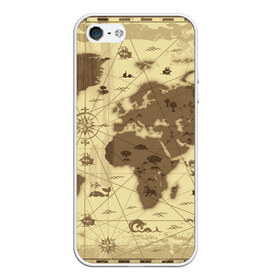 Чехол для iPhone 5/5S матовый с принтом Карта мира в Новосибирске, Силикон | Область печати: задняя сторона чехла, без боковых панелей | Тематика изображения на принте: география | карта | карта мира | корабли | моряки