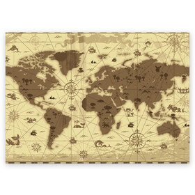 Поздравительная открытка с принтом Карта мира в Новосибирске, 100% бумага | плотность бумаги 280 г/м2, матовая, на обратной стороне линовка и место для марки
 | география | карта | карта мира | корабли | моряки