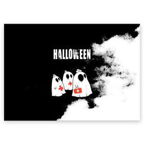 Поздравительная открытка с принтом Halloween медицина в Новосибирске, 100% бумага | плотность бумаги 280 г/м2, матовая, на обратной стороне линовка и место для марки
 | 31 октября | halloween | halowen | ведьма | день всех святых | джек | костюм | кровь | лого | монстр | надпись | праздник | приведение | призрак | светильник | символ | страшная | тыква | ужасы | хеллоуин | хеллуин