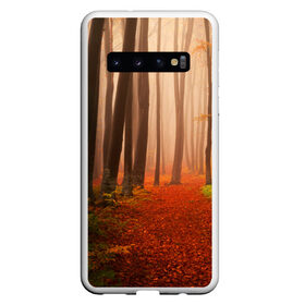 Чехол для Samsung Galaxy S10 с принтом Осенний лес в Новосибирске, Силикон | Область печати: задняя сторона чехла, без боковых панелей | Тематика изображения на принте: деревья | лес | листва | осенний лес | осень | природа