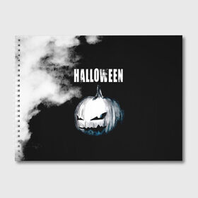 Альбом для рисования с принтом Halloween в Новосибирске, 100% бумага
 | матовая бумага, плотность 200 мг. | Тематика изображения на принте: 31 октября | halloween | halowen | ведьма | день всех святых | джек | костюм | кровь | лого | монстр | надпись | праздник | приведение | призрак | светильник | символ | страшная | тыква | ужасы | хеллоуин | хеллуин