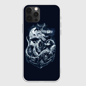Чехол для iPhone 12 Pro с принтом Кракен в Новосибирске, силикон | область печати: задняя сторона чехла, без боковых панелей | брутальная | веселый роджер | вода | корсар | кость | кракен | мертвец | море | мрачная | океан | осьминог | пират | темная | ужас | утопленник | череп | щупальца | якорь