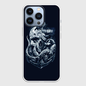 Чехол для iPhone 13 Pro с принтом Кракен в Новосибирске,  |  | брутальная | веселый роджер | вода | корсар | кость | кракен | мертвец | море | мрачная | океан | осьминог | пират | темная | ужас | утопленник | череп | щупальца | якорь