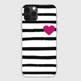 Чехол для iPhone 12 Pro Max с принтом Сердце с полосками в Новосибирске, Силикон |  | любовь | милый | модный | полоски | розовый | семья | сердце | чёрный