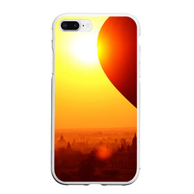 Чехол для iPhone 7Plus/8 Plus матовый с принтом Город в пустыне в Новосибирске, Силикон | Область печати: задняя сторона чехла, без боковых панелей | закат | оранжевый | пустыня | солнце