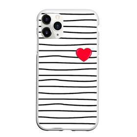 Чехол для iPhone 11 Pro Max матовый с принтом Полоски с сердцем в Новосибирске, Силикон |  | Тематика изображения на принте: любовь | милый | модный | полоски | розовый | семья | сердце | чёрный