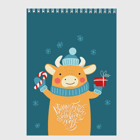 Скетчбук с принтом Волшебства в новом году в Новосибирске, 100% бумага
 | 48 листов, плотность листов — 100 г/м2, плотность картонной обложки — 250 г/м2. Листы скреплены сверху удобной пружинной спиралью | Тематика изображения на принте: 2021 | бык | год быка | год коровы | новый год | символ года