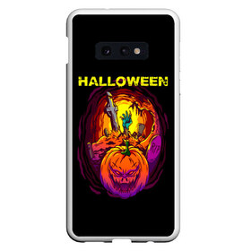 Чехол для Samsung S10E с принтом Halloween в Новосибирске, Силикон | Область печати: задняя сторона чехла, без боковых панелей | 31 октября | halloween | halowen | ведьма | день всех святых | джек | костюм | кровь | лого | монстр | надпись | праздник | приведение | призрак | светильник | символ | страшная | тыква | ужасы | хеллоуин | хеллуин