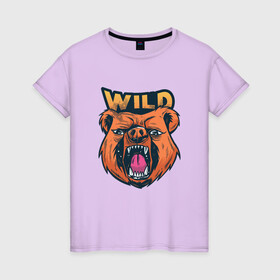 Женская футболка хлопок с принтом Дикий Медведь в Новосибирске, 100% хлопок | прямой крой, круглый вырез горловины, длина до линии бедер, слегка спущенное плечо | anger | angry | art | bear | nature | rage | raging | style | trend | wild | арт | гнев | дикая | злой | иллюстрация | карикатура | людоед | медвежонок | миша | мишка | монстр | портрет | потапыч | природа | рисунок | стиль | чудовище