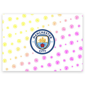 Поздравительная открытка с принтом MANCHESTER CITY Манчестер Сити в Новосибирске, 100% бумага | плотность бумаги 280 г/м2, матовая, на обратной стороне линовка и место для марки
 | city | club | footbal | logo | manchester | знак | клуб | логотип | логотипы | манчестер | символ | символы | сити | форма | футбол | футбольная | футбольный