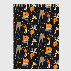 Скетчбук с принтом Halloween Monsters в Новосибирске, 100% бумага
 | 48 листов, плотность листов — 100 г/м2, плотность картонной обложки — 250 г/м2. Листы скреплены сверху удобной пружинной спиралью | Тематика изображения на принте: angry | art | cat | creatures | flame | grumpy | horror | kitten | kitty | merch | pussy | pussycat | арт | грибы | злые | иллюстрация | котенок | кошка | кринж | мерч | монстры | наряд | недовольные | огонь | паттерн | сердитые | создания