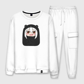 Мужской костюм хлопок с принтом Himouto! Umaru-chan black в Новосибирске, 100% хлопок | на свитшоте круглая горловина, мягкая резинка по низу. Брюки заужены к низу, на них два вида карманов: два “обычных” по бокам и два объемных, с клапанами, расположенные ниже линии бедра. Брюки с мягкой трикотажной резинкой на поясе и по низу штанин. В поясе для дополнительного комфорта — широкие завязки | anime himouto | anime umaru | himoto | himouto | himouto black | himouto umaru | himouto umaru chan | umaru | umaru chan | аниме | аниме умару | аниме химото | двуличная сестренка умару | умару | химото | химото умару тян