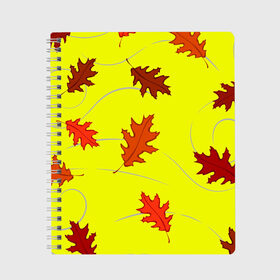 Тетрадь с принтом Autumnal в Новосибирске, 100% бумага | 48 листов, плотность листов — 60 г/м2, плотность картонной обложки — 250 г/м2. Листы скреплены сбоку удобной пружинной спиралью. Уголки страниц и обложки скругленные. Цвет линий — светло-серый
 | abstraction | autumn | autumnal | colorful | fallen | leaves | patterns | texture | yellow | абстракция | желтый | листья | опавший | осенний | осень | разноцветный | текстура | узоры