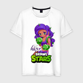 Мужская футболка хлопок с принтом Rosa Brawl Stars в Новосибирске, 100% хлопок | прямой крой, круглый вырез горловины, длина до линии бедер, слегка спущенное плечо. | anime | brawl | brawl stars | brawlstars | brawl_stars | panny | rosa | аниме | бравл | бравлстарс | девочка | девушка | манга | роза | роса