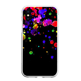 Чехол для iPhone XS Max матовый с принтом ПЯТНА КРАСКИ в Новосибирске, Силикон | Область печати: задняя сторона чехла, без боковых панелей | акварель | брызги | брызги красок | кляксы | краска | мазки | масляная краска | неон | неоновая | подтеки | пятна | разводы | разноцветный