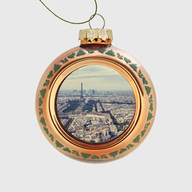 Стеклянный ёлочный шар с принтом Париж в Новосибирске, Стекло | Диаметр: 80 мм | город | париж | улицы города | франция | эйфелевая башня