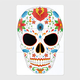 Магнитный плакат 2Х3 с принтом Цветной череп в Новосибирске, Полимерный материал с магнитным слоем | 6 деталей размером 9*9 см | Тематика изображения на принте: арт | белый | вектор | разрисованный череп | рисунок | скелет | череп | чёрный | яркие рисунки | яркие цвета | яркий рисунок | яркий череп