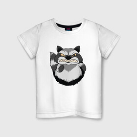 Детская футболка хлопок с принтом Сердитый Енот в Новосибирске, 100% хлопок | круглый вырез горловины, полуприлегающий силуэт, длина до линии бедер | angry | art | bandit | cute | evil | fat | grunpy | illustration | mad | raccoon | raccoons | rage | raging | арт | бандит | безумный | вор | енотами | енотик | еноты | забавный | злобный | злой | иллюстрация | милый | прикол | пушистый | сме