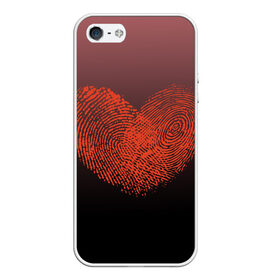 Чехол для iPhone 5/5S матовый с принтом Сердце из отпечатков пальцев в Новосибирске, Силикон | Область печати: задняя сторона чехла, без боковых панелей | влюбленные | вместе | градиент | линии судьбы | любовь | он и она | отпечатки пальцев | пальчики | признание | сердце | следы