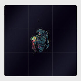 Магнитный плакат 3Х3 с принтом Космонавт в Новосибирске, Полимерный материал с магнитным слоем | 9 деталей размером 9*9 см | Тематика изображения на принте: арт | астронавт | звезда | звёзды | инопланетная жизнь | инопланетянин | космонавт | космос | медуза | ночь | рисунок | скафандр