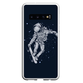 Чехол для Samsung Galaxy S10 с принтом Космонавт на скейте в Новосибирске, Силикон | Область печати: задняя сторона чехла, без боковых панелей | арт | астронавт | звезда | звёзды | космический отдых | космонавт | космос | ночь | отдых | рисунок | скафандр | скейт | трюки на скейте