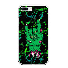Чехол для iPhone 7Plus/8 Plus матовый с принтом Rock Zombie в Новосибирске, Силикон | Область печати: задняя сторона чехла, без боковых панелей | blood | diablo | haloween | horror | дьявол | зомби | кости | кровь | мозги | мясо | страшилка | ужасы | хеллоуин | хелоуин