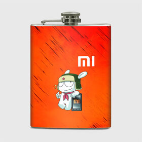 Фляга с принтом Xiaomi в Новосибирске, металлический корпус | емкость 0,22 л, размер 125 х 94 мм. Виниловая наклейка запечатывается полностью | Тематика изображения на принте: 