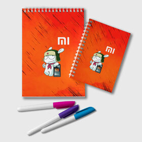 Блокнот с принтом Xiaomi в Новосибирске, 100% бумага | 48 листов, плотность листов — 60 г/м2, плотность картонной обложки — 250 г/м2. Листы скреплены удобной пружинной спиралью. Цвет линий — светло-серый
 | Тематика изображения на принте: 