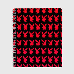 Тетрадь с принтом playboy в Новосибирске, 100% бумага | 48 листов, плотность листов — 60 г/м2, плотность картонной обложки — 250 г/м2. Листы скреплены сбоку удобной пружинной спиралью. Уголки страниц и обложки скругленные. Цвет линий — светло-серый
 | Тематика изображения на принте: black | love | playboy | rabbit | red | красный | кролик. | любовь | плейбой | черный