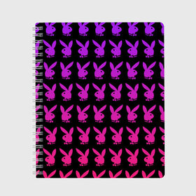 Тетрадь с принтом playboy в Новосибирске, 100% бумага | 48 листов, плотность листов — 60 г/м2, плотность картонной обложки — 250 г/м2. Листы скреплены сбоку удобной пружинной спиралью. Уголки страниц и обложки скругленные. Цвет линий — светло-серый
 | black | pink | playboy | violet | плейбой | розовый | фиолетовый. | черный
