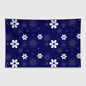 Флаг-баннер с принтом Сhamomile в Новосибирске, 100% полиэстер | размер 67 х 109 см, плотность ткани — 95 г/м2; по краям флага есть четыре люверса для крепления | abstraction | blue | chamomile | flowers | patterns | shapes | texture | абстракция | ромашки | синий | текстура | узоры | формы | цветы
