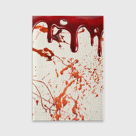 Обложка для паспорта матовая кожа с принтом Стекающая кровь в Новосибирске, натуральная матовая кожа | размер 19,3 х 13,7 см; прозрачные пластиковые крепления | 2020 | blood | halloween | капли | кровавый | кровь | пятна | следы | стекающая | хэллоуин | хэлоуин