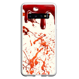 Чехол для Samsung Galaxy S10 с принтом Стекающая кровь в Новосибирске, Силикон | Область печати: задняя сторона чехла, без боковых панелей | Тематика изображения на принте: 2020 | blood | halloween | капли | кровавый | кровь | пятна | следы | стекающая | хэллоуин | хэлоуин