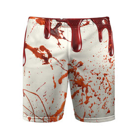 Мужские шорты спортивные с принтом Стекающая кровь в Новосибирске,  |  | Тематика изображения на принте: 2020 | blood | halloween | капли | кровавый | кровь | пятна | следы | стекающая | хэллоуин | хэлоуин