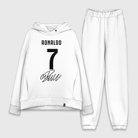 Женский костюм хлопок Oversize с принтом CRISTIANO RONALDO АВТОГРАФ в Новосибирске,  |  | cristiano ronaldo | fc juventus | juventus | криштиану роналду. | фк ювентус | футбол | футбольный клуб | ювентус