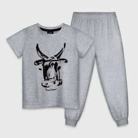 Детская пижама хлопок с принтом бык в Новосибирске, 100% хлопок |  брюки и футболка прямого кроя, без карманов, на брюках мягкая резинка на поясе и по низу штанин
 | 2021 | бык | год быка | год коровы | новый год | символ года