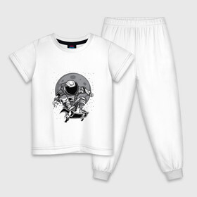 Детская пижама хлопок с принтом Космический скейт в Новосибирске, 100% хлопок |  брюки и футболка прямого кроя, без карманов, на брюках мягкая резинка на поясе и по низу штанин
 | арт | астронавт | звезда | звёзды | космический отдых | космонавт | космос | ночь | рисунок | скафандр | скейт | скейтборд