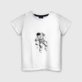 Детская футболка хлопок с принтом Полёт нормальный в Новосибирске, 100% хлопок | круглый вырез горловины, полуприлегающий силуэт, длина до линии бедер | арт | астронавт | звезда | звёзды | космонавт | космос | невесомость | ночь | полёт | полёт в невесомости | рисунок | скафандр
