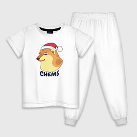 Детская пижама хлопок с принтом Новогодний Чимс в Новосибирске, 100% хлопок |  брюки и футболка прямого кроя, без карманов, на брюках мягкая резинка на поясе и по низу штанин
 | chemps | chems | doge | dogo | дог | доге | доке и чимс | чимс | чимс доге