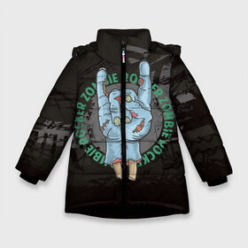 Зимняя куртка для девочек 3D с принтом Rocker zombie в Новосибирске, ткань верха — 100% полиэстер; подклад — 100% полиэстер, утеплитель — 100% полиэстер. | длина ниже бедра, удлиненная спинка, воротник стойка и отстегивающийся капюшон. Есть боковые карманы с листочкой на кнопках, утяжки по низу изделия и внутренний карман на молнии. 

Предусмотрены светоотражающий принт на спинке, радужный светоотражающий элемент на пуллере молнии и на резинке для утяжки. | 