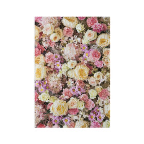 Обложка для паспорта матовая кожа с принтом Цветочки в Новосибирске, натуральная матовая кожа | размер 19,3 х 13,7 см; прозрачные пластиковые крепления | Тематика изображения на принте: розы | хризантемы. | цветочки | цветочная компазиция | цветы