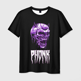Мужская футболка 3D с принтом Phonk в Новосибирске, 100% полиэфир | прямой крой, круглый вырез горловины, длина до линии бедер | hip | hip hop | hop | phonk | rap | skull | рэп | фонк | хип | хип хоп | хоп | череп