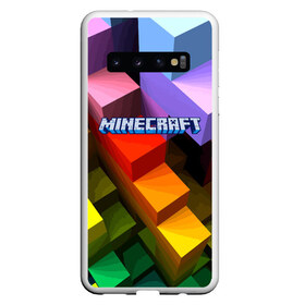 Чехол для Samsung Galaxy S10 с принтом MINECRAFT в Новосибирске, Силикон | Область печати: задняя сторона чехла, без боковых панелей | boy | flight | forest | game | guy | hero | minecraft | river | герой | игра | лес | мальчик | парень | полет | река