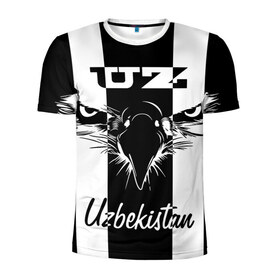 Мужская футболка 3D спортивная с принтом Узбекистан в Новосибирске, 100% полиэстер с улучшенными характеристиками | приталенный силуэт, круглая горловина, широкие плечи, сужается к линии бедра | beak | eagle | eyes | republic | uzbekistan | глаза | клюв | орел | республика | узбекистан