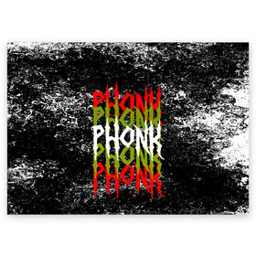 Поздравительная открытка с принтом PHONK в Новосибирске, 100% бумага | плотность бумаги 280 г/м2, матовая, на обратной стороне линовка и место для марки
 | drift | memphis | music | phonk | phonk drift | phonk drift music | phonk edition | phonk mix | phonk music | phonk radio | phonk remix | trap | музыка для дрифта | пхонк | фонк | фонк дрифт | фонк рэп