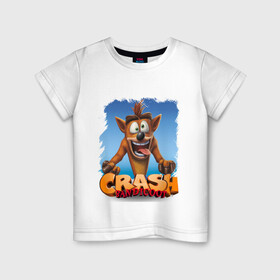 Детская футболка хлопок с принтом Crash Bandicoot Red Logo | Крэш Бандикут (Z) в Новосибирске, 100% хлопок | круглый вырез горловины, полуприлегающий силуэт, длина до линии бедер | aku aku | bandicoot | cortex | crash | crash bandicoot | dr. neo cortex | naughty dog | tornado spin | бандикут | кортекс | крэш | тавна