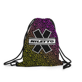 Рюкзак-мешок 3D с принтом НИЛЕТТО / Niletto в Новосибирске, 100% полиэстер | плотность ткани — 200 г/м2, размер — 35 х 45 см; лямки — толстые шнурки, застежка на шнуровке, без карманов и подкладки | Тематика изображения на принте: hip | hop | logo | music | nileto | niletto | rap | знак | лого | логотип | логотипы | любимка | музыка | музыкант | нилето | нилетто | рэп | символ | символы | хип | хоп