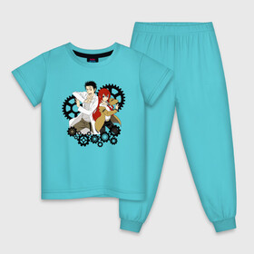 Детская пижама хлопок с принтом Врата Штейна в Новосибирске, 100% хлопок |  брюки и футболка прямого кроя, без карманов, на брюках мягкая резинка на поясе и по низу штанин
 | makise kurisu | rintarou | steins gate | акихабара | аниме герои | анимешник | гений | курису макисэ | логотипы аниме | макисе | маюри сиина | мультсериал | мультфильм | наука | парень и девушка | ринтаро окабэ