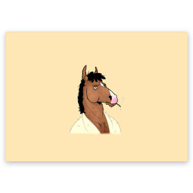 Поздравительная открытка с принтом Конь БоДжек в Новосибирске, 100% бумага | плотность бумаги 280 г/м2, матовая, на обратной стороне линовка и место для марки
 | bojack horseman | бо | бо джек | говорящий конь | джек | диана | кентавр | кони | конь | конь бо джек | мистер подхвост | мульт | мультфильм | тодд